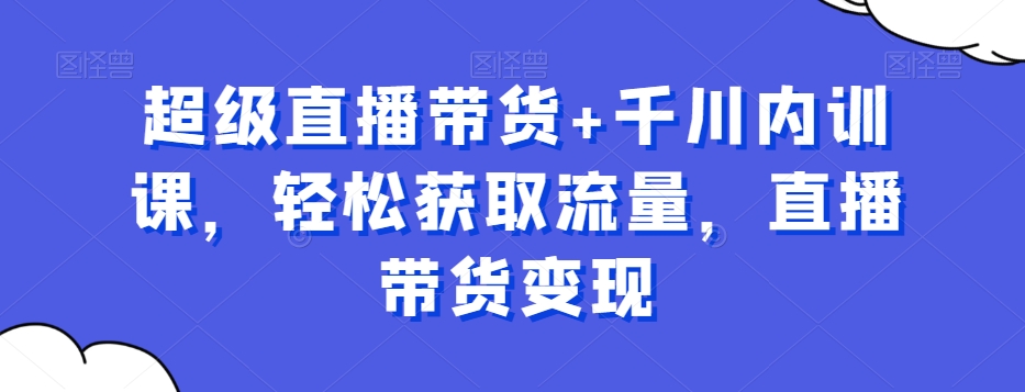 超级直播带货+千川内训课，轻松获取流量，直播带货变现-副业资源站 | 数域行者
