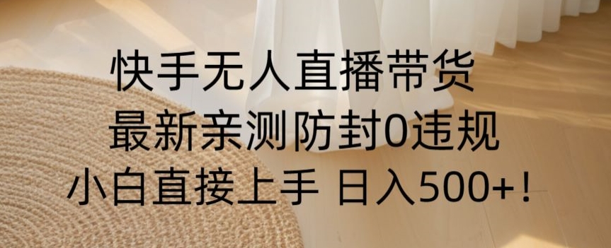 快手无人直播带货从0-1落地教学，最新防封0粉开播，小白可上手日入500+【揭秘】-副业资源站 | 数域行者