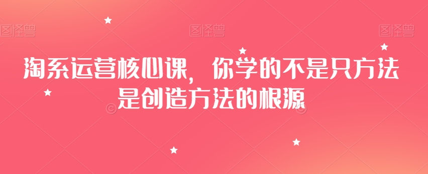 淘系运营核心课，你学的不是只方法是创造方法的根源-副业资源站 | 数域行者