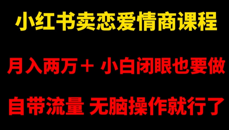 小红书卖恋爱情商课程，月入两万＋，小白闭眼也要做，自带流量，无脑操作就行了【揭秘】-副业资源站 | 数域行者