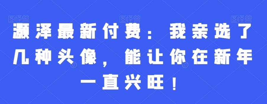 灏泽最新付费：我亲选了几种头像，能让你在新年一直兴旺！-副业资源站 | 数域行者