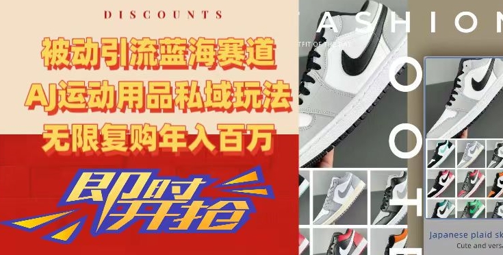 被动引流蓝海赛道，AJ运动用品私域玩法，无限复购年入百万【揭秘】-副业资源站 | 数域行者