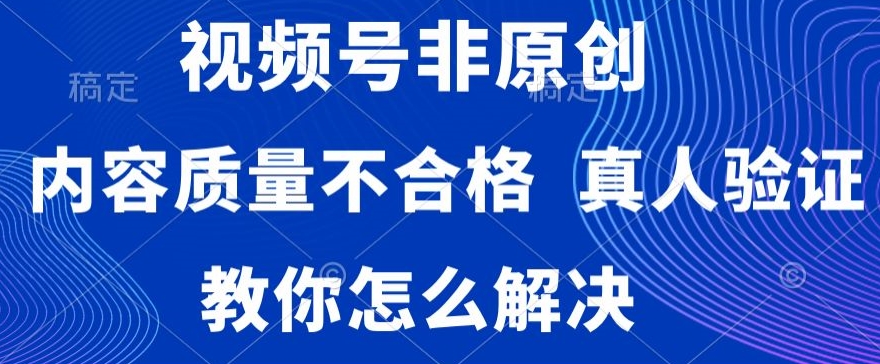 视频号非原创，内容质量不合格，真人验证，违规怎么解决【揭秘】-副业资源站 | 数域行者