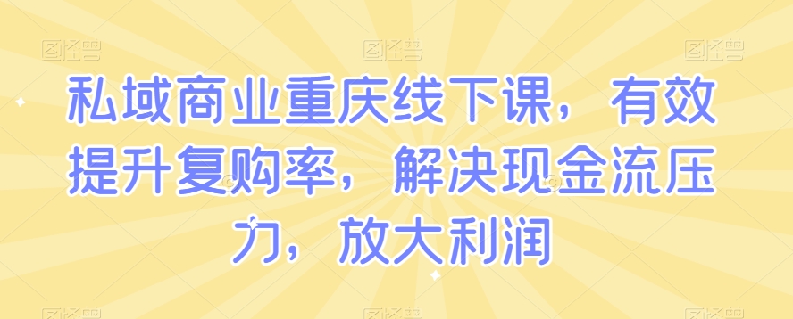私域商业重庆线下课，有效提升复购率，解决现金流压力，放大利润-副业资源站 | 数域行者