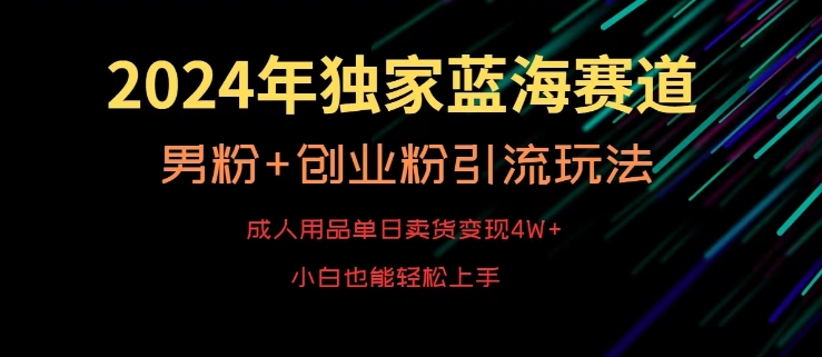 2024年独家蓝海赛道，成人用品单日卖货变现4W+，男粉+创业粉引流玩法，不愁搞不到流量【揭秘】-副业资源站 | 数域行者