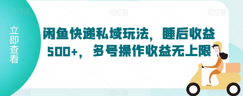 闲鱼快递私域玩法，睡后收益500+，多号操作收益无上限【揭秘】-副业资源站 | 数域行者