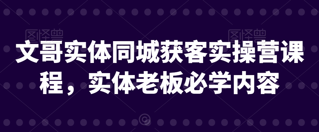 文哥实体同城获客实操营课程，实体老板必学内容-副业资源站 | 数域行者