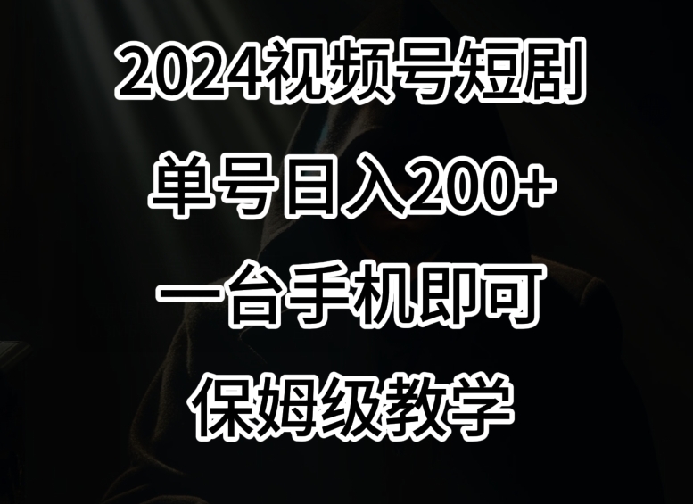2024风口，视频号短剧，单号日入200+，一台手机即可操作，保姆级教学【揭秘】-副业资源站 | 数域行者