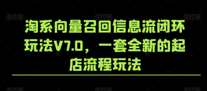 淘系向量召回信息流闭环玩法V7.0，一套全新的起店流程玩法-副业资源站 | 数域行者