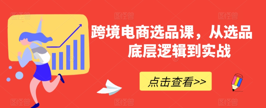 跨境电商选品课，从选品到底层逻辑到实战-副业资源站 | 数域行者