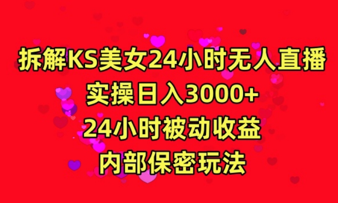 利用快手24小时无人美女直播，实操日入3000，24小时被动收益，内部保密玩法【揭秘】-副业资源站 | 数域行者