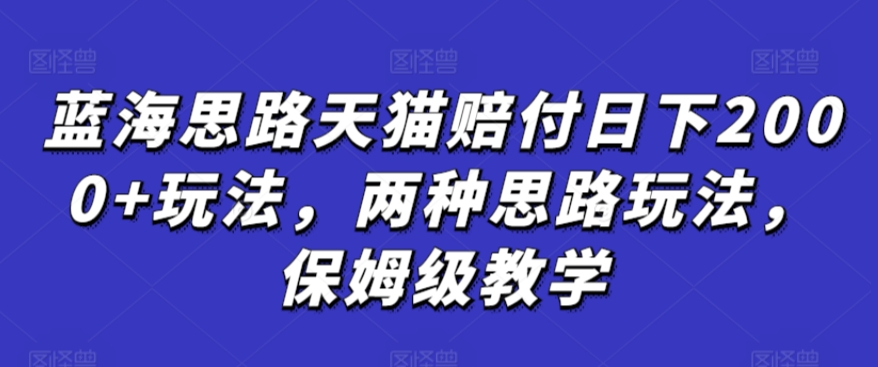 蓝海思路天猫赔付日下2000+玩法，两种思路玩法，保姆级教学【仅揭秘】-副业资源站 | 数域行者