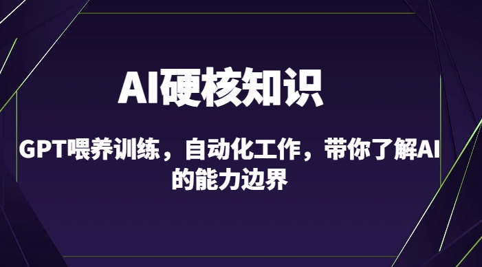 AI硬核知识-GPT喂养训练，自动化工作，带你了解AI的能力边界（10节课）-副业资源站 | 数域行者