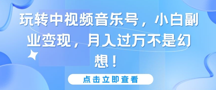 玩转中视频音乐号，小白副业变现，月入过万不是幻想【揭秘】-副业资源站 | 数域行者