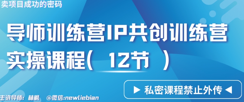 导师训练营3.0IP共创训练营私密实操课程（12节）-卖项目的密码成功秘诀【揭秘】-副业资源站 | 数域行者