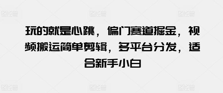 玩的就是心跳，偏门赛道掘金，视频搬运简单剪辑，多平台分发，适合新手小白【揭秘】-副业资源站 | 数域行者