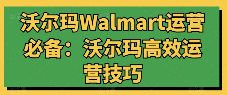 沃尔玛Walmart运营必备：沃尔玛高效运营技巧-副业资源站 | 数域行者