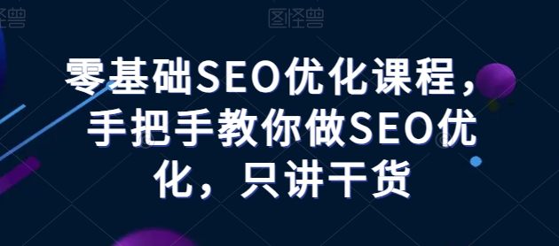 零基础SEO优化课程，手把手教你做SEO优化，只讲干货-副业资源站 | 数域行者