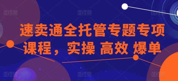 速卖通全托管专题专项课程，实操 高效 爆单-副业资源站 | 数域行者