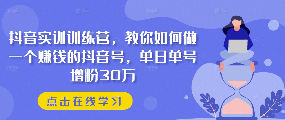 抖音实训训练营，教你如何做一个赚钱的抖音号，单日单号增粉30万-副业资源站 | 数域行者