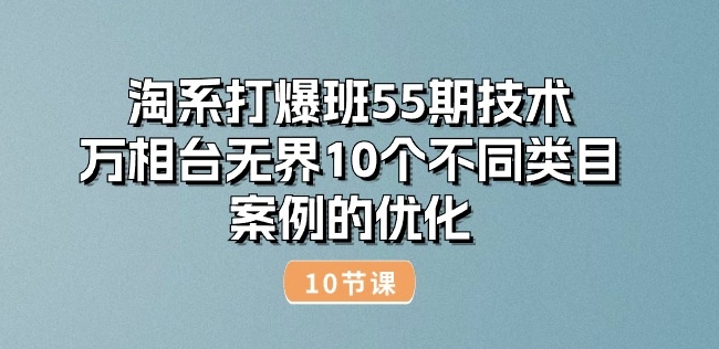 淘系打爆班55期技术：万相台无界10个不同类目案例的优化(10节)-副业资源站 | 数域行者