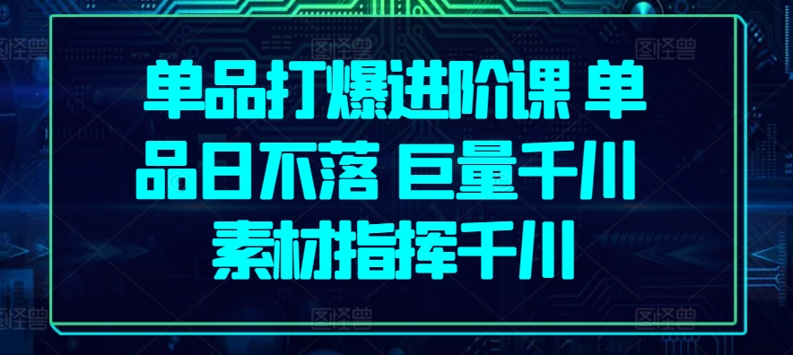 单品打爆进阶课 单品日不落 巨量千川 素材指挥千川-副业资源站 | 数域行者