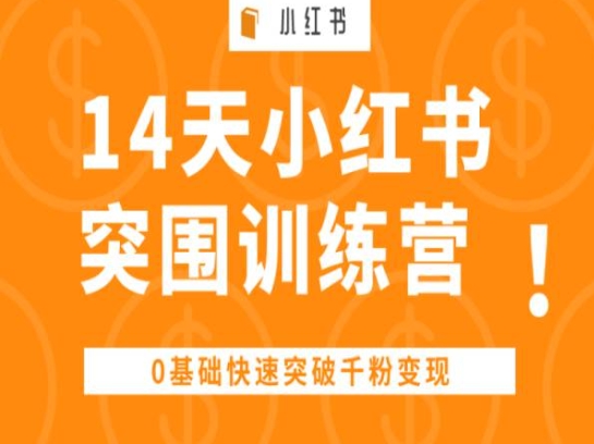 14天小红书突围训练营 ，0基础快速突破千粉变现-副业资源站 | 数域行者