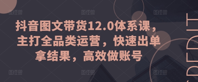 抖音图文带货12.0体系课，主打全品类运营，快速出单拿结果，高效做账号-副业资源站 | 数域行者