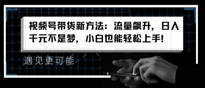 视频号带货新方法：流量飙升，日入千元不是梦，小白也能轻松上手【揭秘】-副业资源站 | 数域行者
