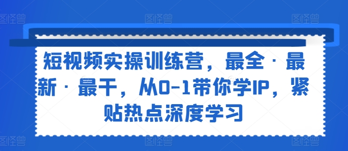 2024短视频IP打造爆单秘籍：副业新风口，边工作边赚，零基础直通变现大师班-副业资源站 | 数域行者