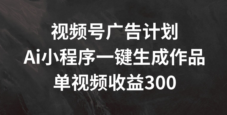 2024视频号躺赚秘籍：AI小程序自动化创作，副业单视频狂赚300+！-副业资源站 | 数域行者