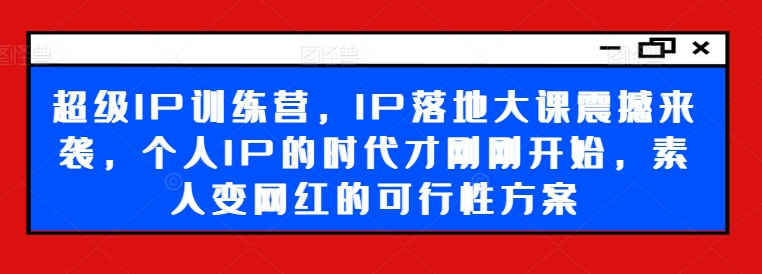 超级IP孵化营：揭秘素人逆袭网红之路，IP实战大课，引领个人品牌新纪元-副业资源站 | 数域行者