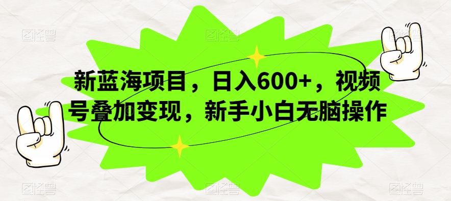 新蓝海项目，日入600+，视频号叠加变现，新手小白无脑操作【揭秘】-副业资源站 | 数域行者