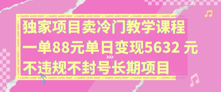 冷门教学课狂赚！88元/单日入5632元，揭秘永久合规暴利副业项目-副业资源站 | 数域行者