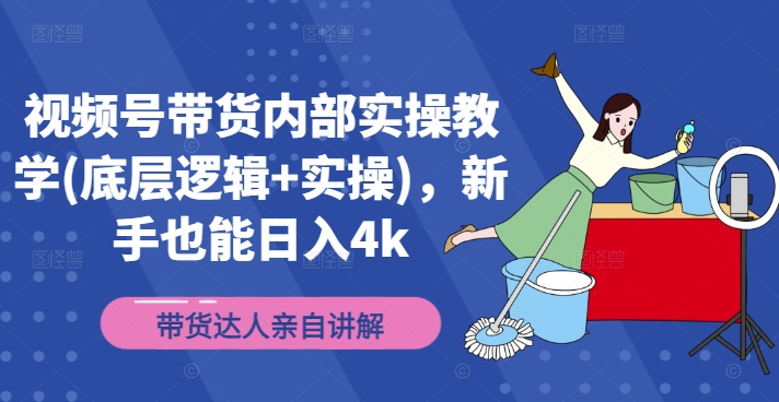 视频号带货内部实操教学(底层逻辑+实操)，新手也能日入4k-副业资源站 | 数域行者