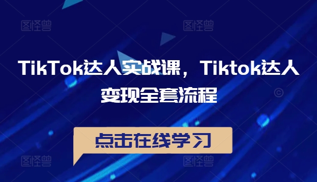 TikTok达人实战课，Tiktok达人变现全套流程-副业资源站 | 数域行者