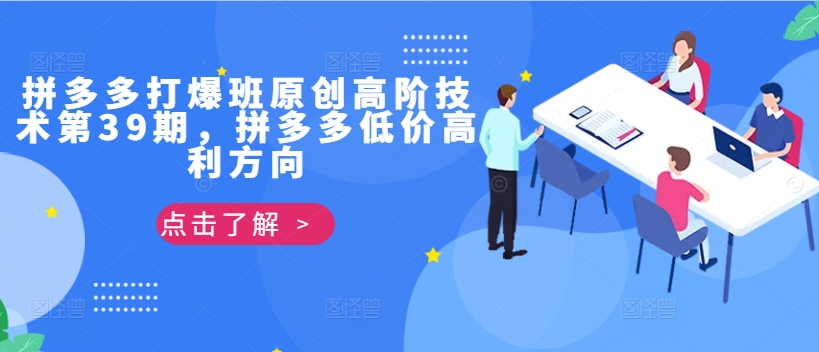 拼多多打爆班原创高阶技术第39期，拼多多低价高利方向-副业资源站 | 数域行者
