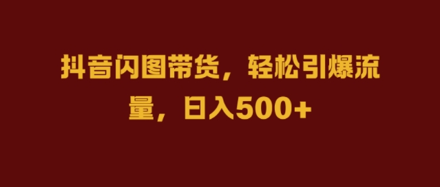 抖音闪图带货，轻松引爆流量，日入几张【揭秘】-副业资源站 | 数域行者
