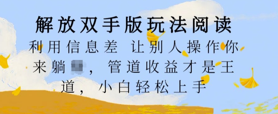 解放双手版玩法阅读，利用信息差让别人操作你来躺Z，管道收益才是王道，小白轻松上手【揭秘】-副业资源站 | 数域行者