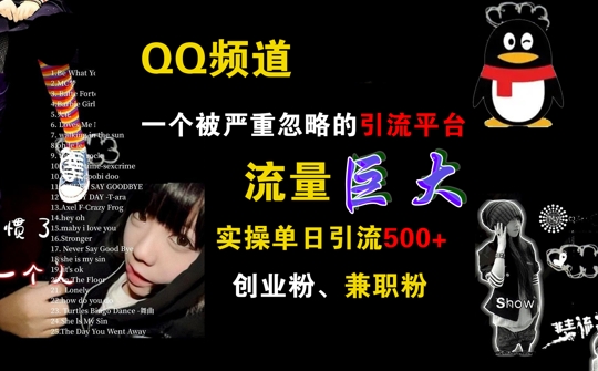 QQ频道，一个被严重忽略的引流平台，流量巨大 实操单日引流500+创业粉兼职粉【揭秘】-副业资源站 | 数域行者