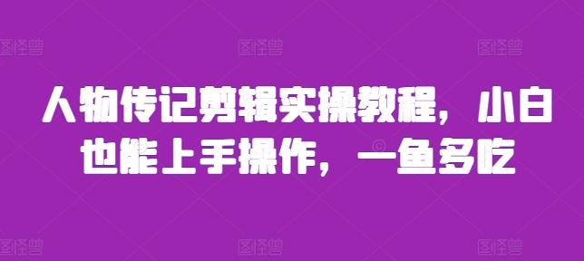 人物传记剪辑实操教程，小白也能上手操作，一鱼多吃-副业资源站 | 数域行者