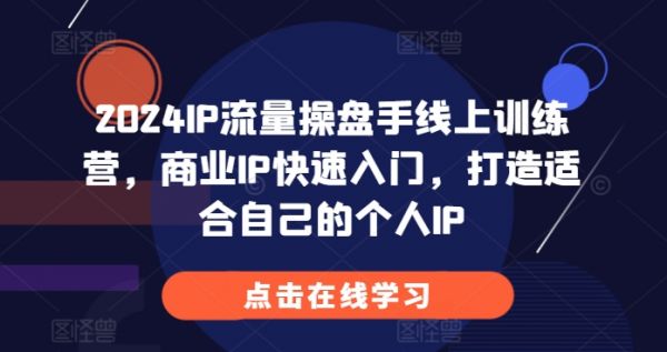 2024IP流量操盘手线上训练营，商业IP快速入门，打造适合自己的个人IP-副业资源站 | 数域行者