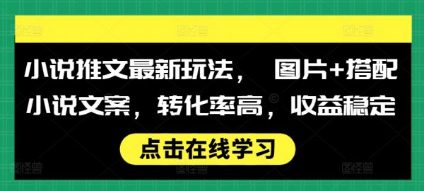 小说推文最新玩法， 图片+搭配小说文案，转化率高，收益稳定-副业资源站 | 数域行者