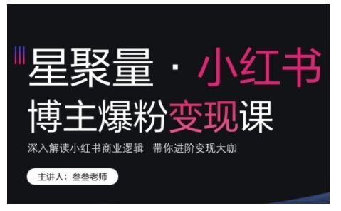 小红书博主爆粉变现课，深入解读小红书商业逻辑，带你进阶变现大咖-副业资源站 | 数域行者