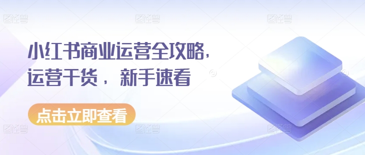 小红书商业运营全攻略，运营干货 ，新手速看-副业资源站 | 数域行者