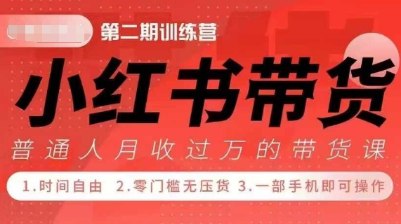 小Red书带货42天训练营 2.0版，宝妈+自由职+上班族+大学生，提高副业收入的大红利项目-副业资源站 | 数域行者