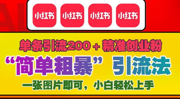 12月底小红书”简单粗暴“引流法，单条引流200+精准创业粉-副业资源站 | 数域行者