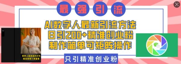 AI数字人最新引流方法，日引200+精准创业粉，制作简单可矩阵操作-副业资源站 | 数域行者