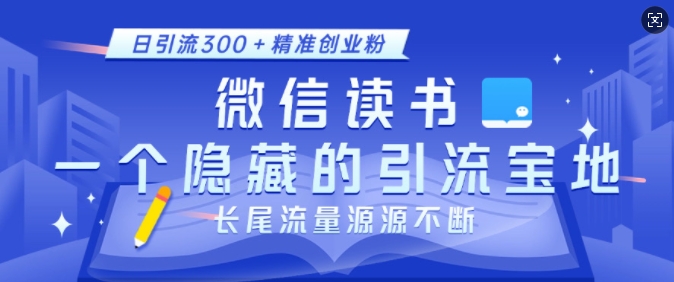 微信读书，一个隐藏的引流宝地，不为人知的小众打法，日引流300+精准创业粉，长尾流量源源不断-副业资源站 | 数域行者
