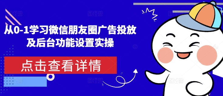从0-1学习微信朋友圈广告投放及后台功能设置实操-副业资源站 | 数域行者